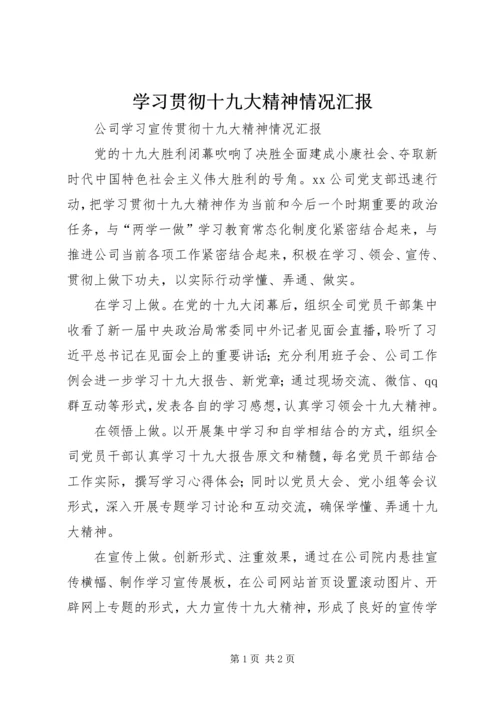 学习贯彻十九大精神情况汇报 (3).docx