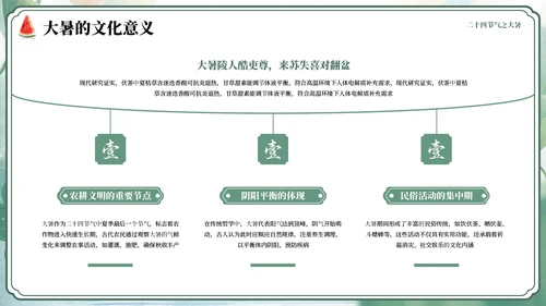 绿色小清新风二十四节气之大暑节气PPT模板