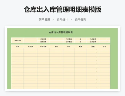 仓库出入库管理明细表模版