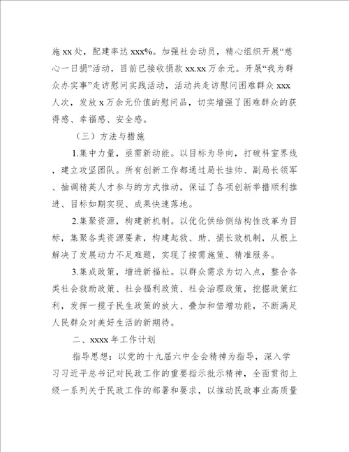 区民政局年度工作总结及下阶段工作计划