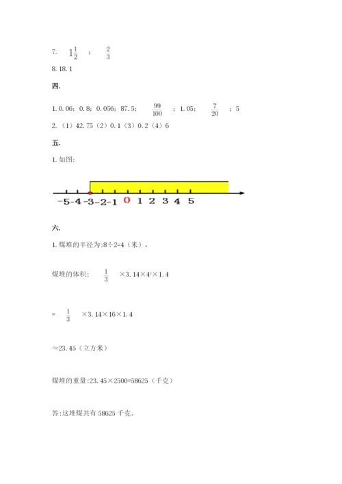 小学六年级数学期末自测题附参考答案【研优卷】.docx