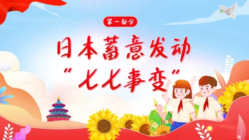 纪念七七事变卢沟桥事变86周年勿忘国耻班会PPT期末家长会