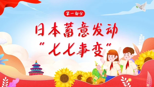 纪念七七事变卢沟桥事变86周年勿忘国耻班会PPT期末家长会