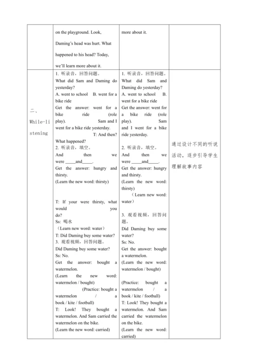Module 10 Unit1  Did you fall off your bike教学设计