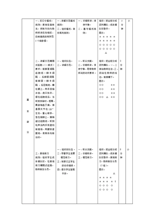 初中体育 蹲踞式起跑教案