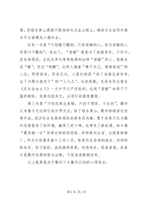 衢州十大整风行动心得体会：有感于“不怕”与“只怕” (2).docx