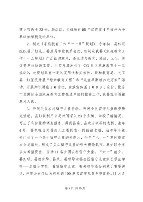 妇联目标管理考核自查工作汇报.docx