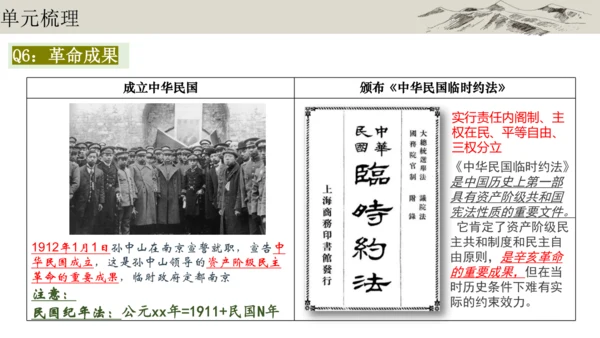 第三单元  资产阶级民主革命与中华民国的建立 单元复习课件