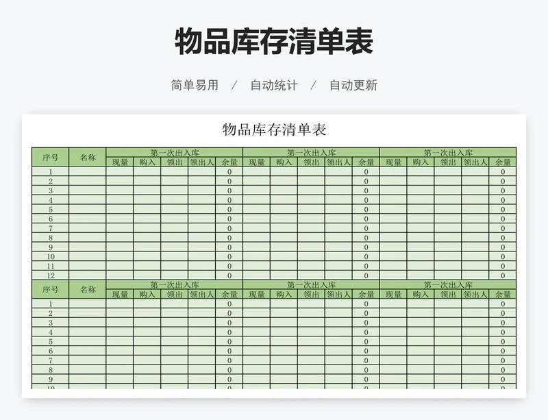 物品库存清单表