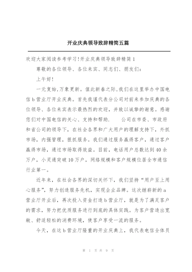 开业庆典领导致辞精简五篇.docx