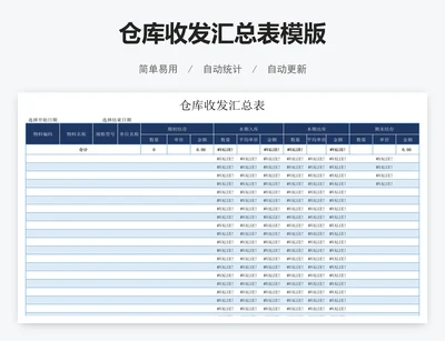 仓库收发汇总表模版