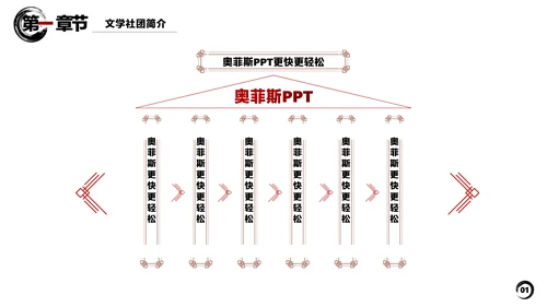 白色水墨中国风文学社社团活动白红PPT套装