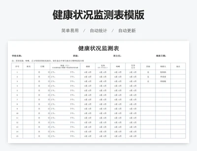 健康状况监测表模版