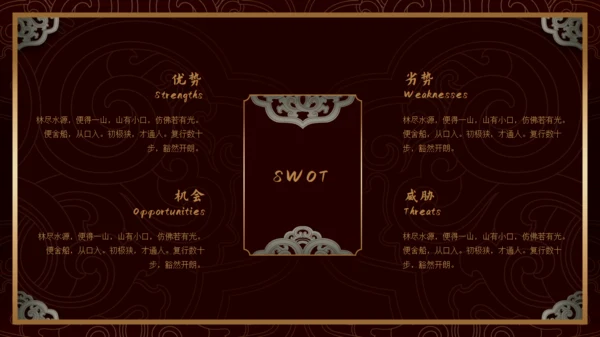 中纹之美如意形卷草纹通用PPT模板