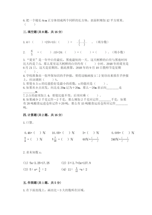 人教版六年级下册数学期末测试卷精品【名校卷】.docx