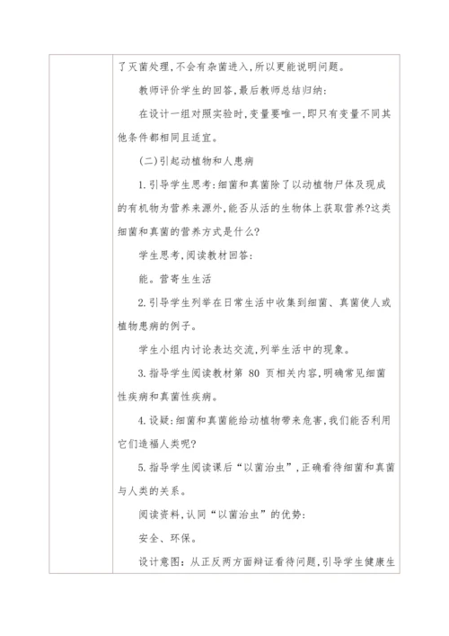 人教版生物八年级上册 5.4.4细菌和真菌在自然界中的作用 教学设计