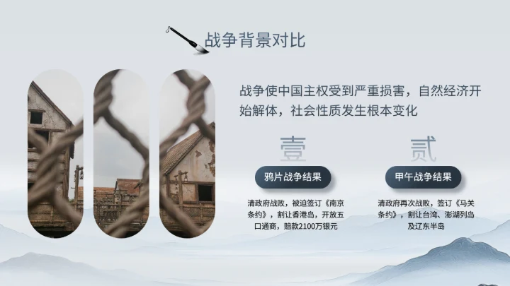 浅蓝色中国风《近代史纲要》历史课件PPT