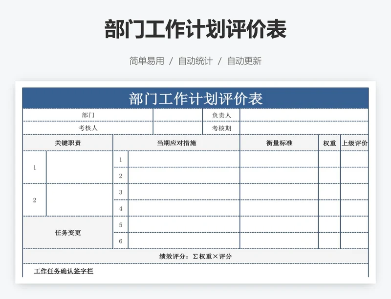 部门工作计划评价表