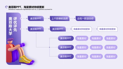 紫色3d组织架构图多项PPT单页