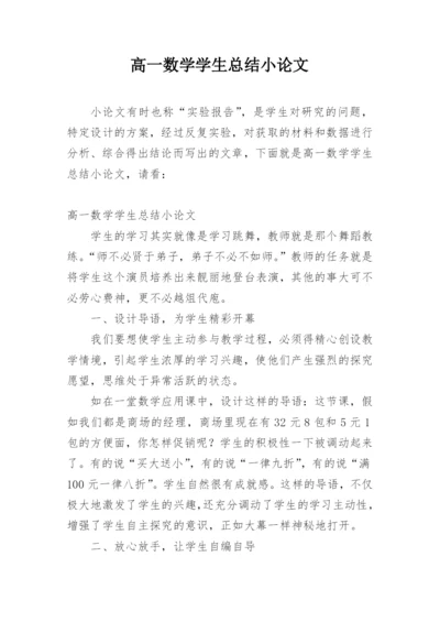 高一数学学生总结小论文精编.docx