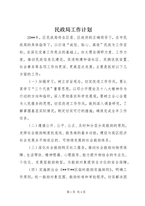 民政局工作计划 (10).docx