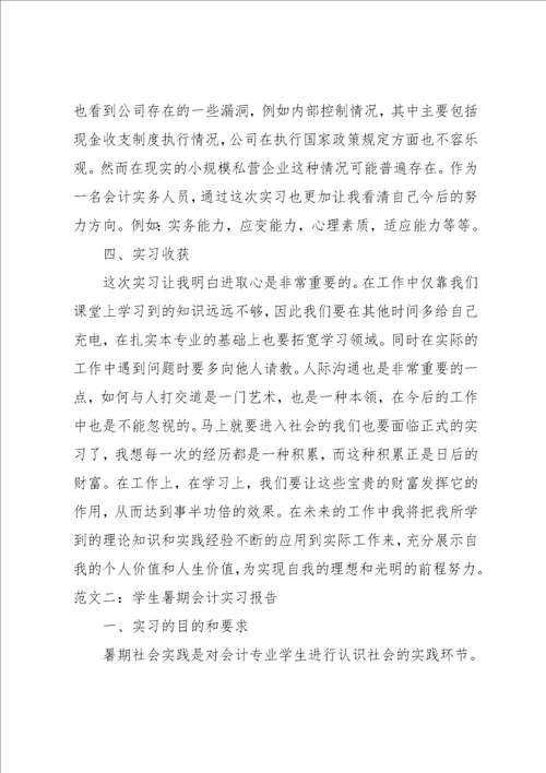 有关学生会计实习报告范文