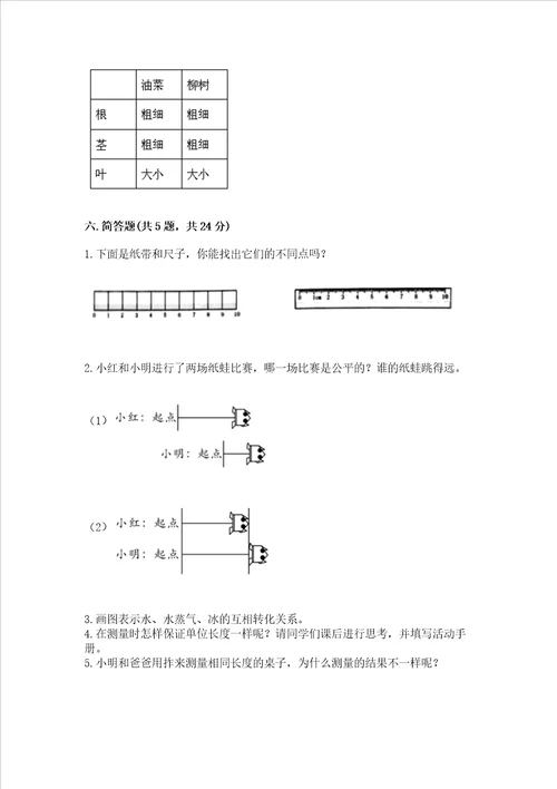 教科版科学一年级上册期末测试卷带答案基础题