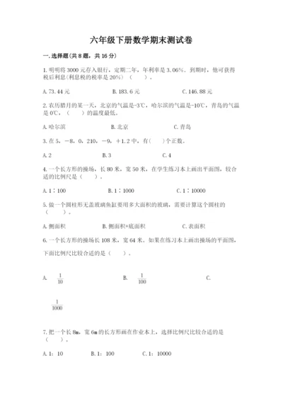 六年级下册数学期末测试卷（达标题）.docx