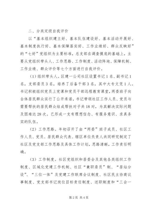 社区党支部分类定级自查工作报告.docx