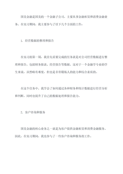 国美金融实习报告