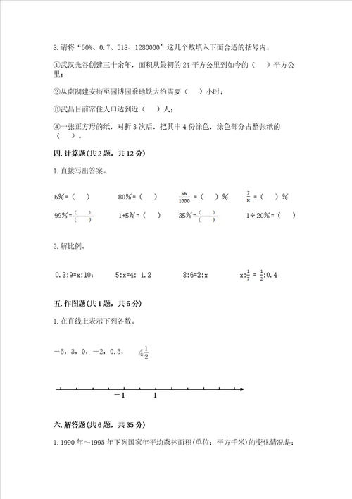 小学六年级下册数学期末测试卷精品【必刷】