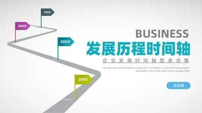 企业发展历程大事记道路时间轴图表PPT模板