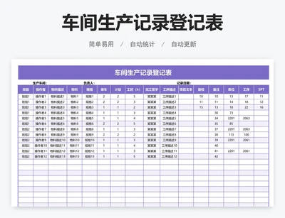 车间生产记录登记表