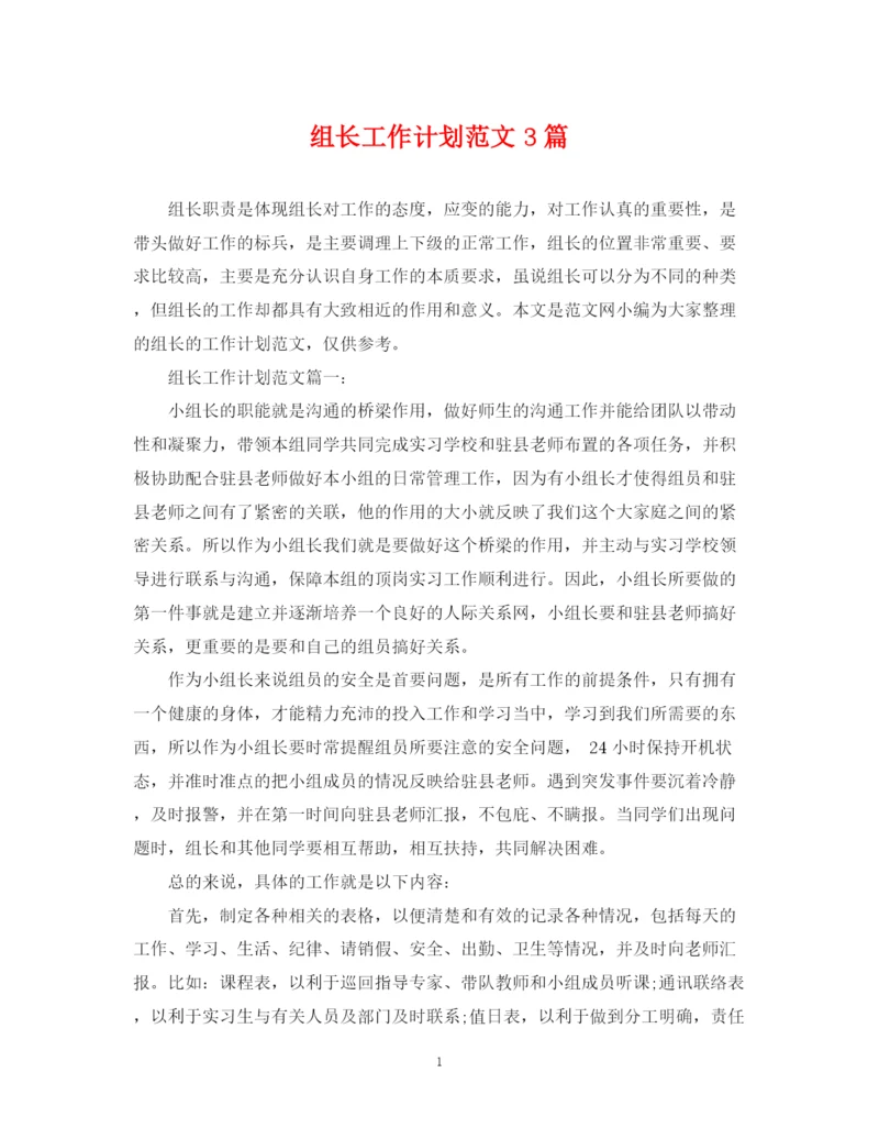 精编之组长工作计划范文3篇.docx