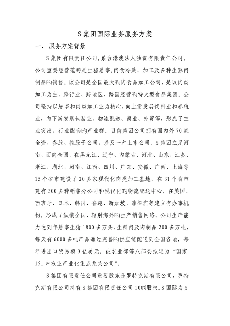 S集团国际业务服务专题方案.docx