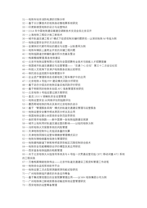 锦屏县职称论文发表网-地铁运营管理信息化建设论文选题题目.docx