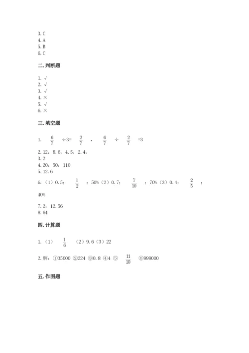 人教版六年级上册数学期末测试卷带答案（轻巧夺冠）.docx