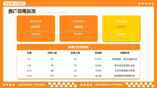 橙黄色卡通风全民健身月-社区活动策划与推广