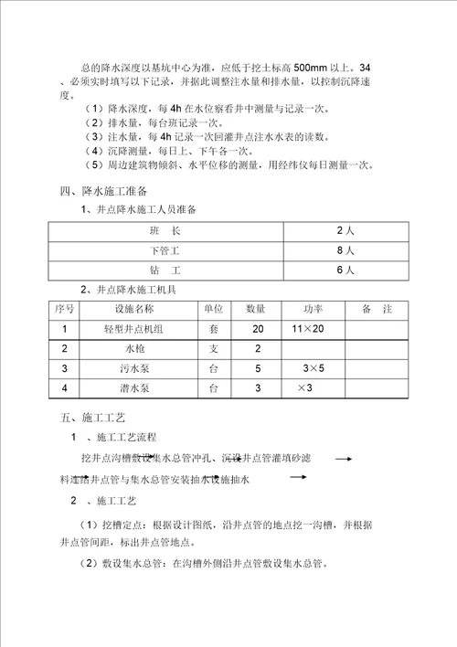 井点降水方案