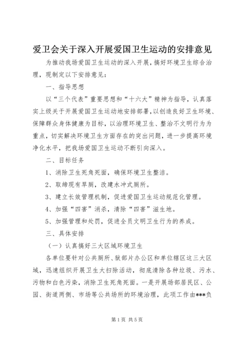 爱卫会关于深入开展爱国卫生运动的安排意见.docx