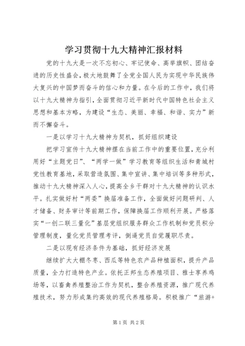 学习贯彻十九大精神汇报材料.docx