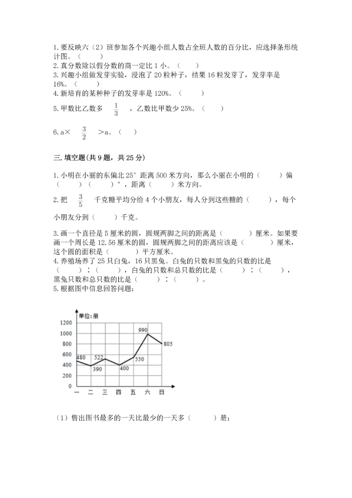 小学六年级上册数学期末测试卷（典型题）word版.docx