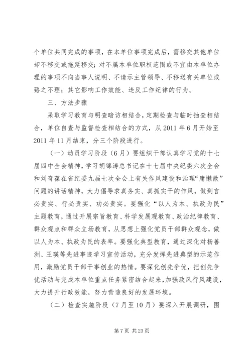 食品药品局“庸懒散拖”专项治理活动的实施方案.docx