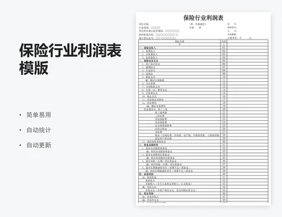 保险行业利润表模版