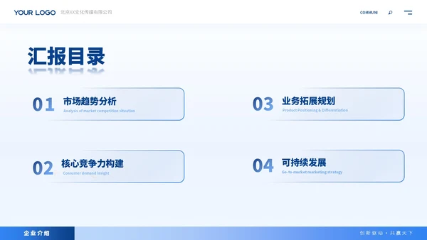 蓝色商务风企业介绍ppt模板