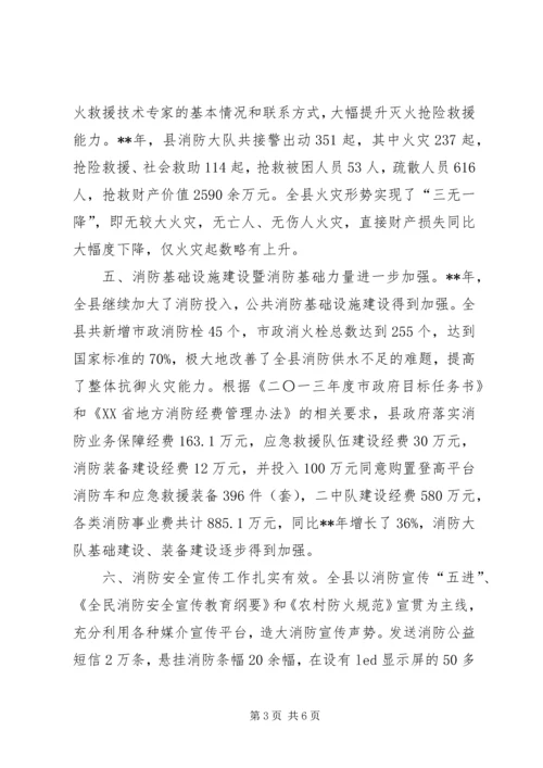 县消防工作自查自评报告.docx