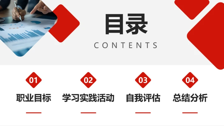 红色简约工商管理专业大学生职业生涯规划发展展示PPT模版