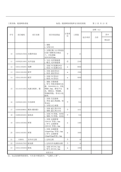 校园网络系统工程量清单.docx