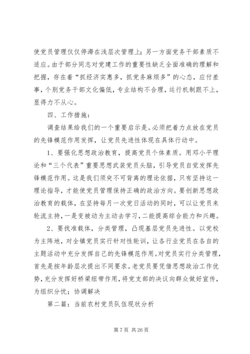 第一篇：当前农村党员队伍现状分析精编.docx