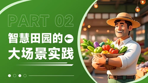 绿色3D风农业生产智慧田园秋季丰收图PPT模板